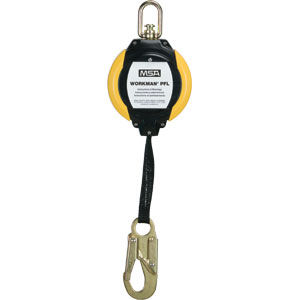 MSA 10093350 Workman&reg; Personal Fall Limiters,1&#34; Steel Carabiner, 12&#39; LC