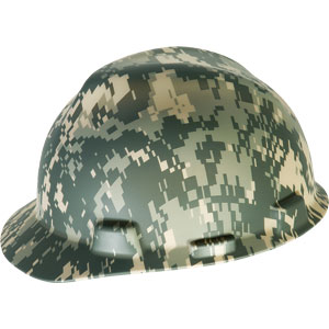 MSA 10103908 V-Gard&reg; Hard Hats w/Fas-Trac&reg;, Marine Camoflauge