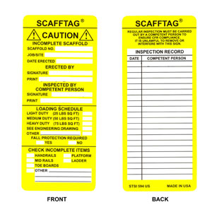 Brady 104114 Scafftag® Yellow Caution Inserts Brady 104114 Scafftag® Yellow Caution Inserts