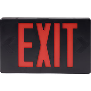 AC LED Red Exit Sign w/ Battery Back-Up, Black