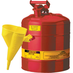 Justrite 10802 Type I Safety Can,5 gal w/ &#34;I&#39;m Easy&#34; Funnel