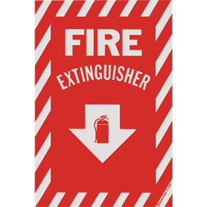 &#34;FIRE EXTINGUISHER&#34; Arrow Self-Adhesive, Vinyl Sign