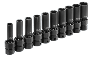 Grey Pneumatic 1210UMD 10 Pc. 3/8&#39;&#39; Drive Deep Length Metric Universal Set