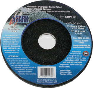 Shark 12732 4&quot; x 1/4&quot; x 5/8&quot; Depressed Center Grinding Wheel