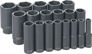 Grey Pneumatic 1319D 19 Pc. 1/2&#39;&#39; Drive Deep Length Fractional Master Set