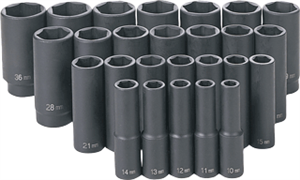 Grey Pneumatic 1326MD 26 Pc. 1/2&#39;&#39; Drive Deep Length Metric Master Set