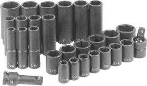 Grey Pneumatic 1328RD 28 Pc. 1/2&#39;&#39; Drive Standard &amp; Deep Length Fractional Set 