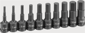 Grey Pneumatic 1498MH 10 Pc. 1/2&#39;&#39; Drive Metric Hex Driver Set