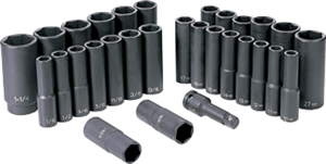 Grey Pneumatic 1512DM 30 Pc. 1/2&#39;&#39; Drive Deep Length Fractional &amp; Metric Set