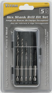 Titan 16505 5 Pc. Hex Shank Drill Bit Set