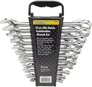 Titan 17398 22 Pc. SAE/Metric Combination Wrench Set