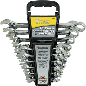 Titan 17399 30 Pc. Standard/Stubby Combination Wrench Set