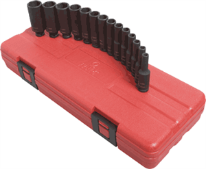 Sunex 1831 14 Pc. Deep Magnetic Metric Impact Socket Set, 1/4&#34;