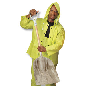 MCR Safety 2083 3 Pc. Rain Suit w/ Detach. Hood, Hiz Viz Green, XL