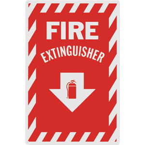 &#34;FIRE EXTINGUISHER&#34; Arrow Aluminum Sign