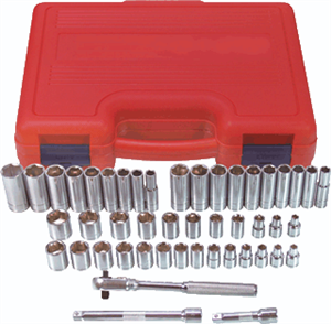 K Tool International 22047 Socket Set Chrome 47 Pc. 3/8&#34; Drive 6 Point SAE &amp; Metric