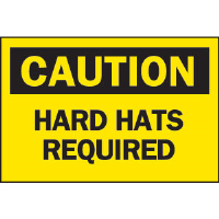 Brady 22406 "Caution: Hard Hats Required" Sign, 10" x 14", Plastic, B-401
