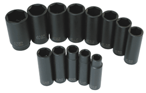 Sunex 2651 13 Pc. 1/2&#34; 6 Point Deep SAE Socket Impact Set