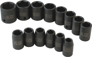 Sunex 2652 14 Pc. 1/2&#34; 6 Point Standard Metric Impact Socket Set