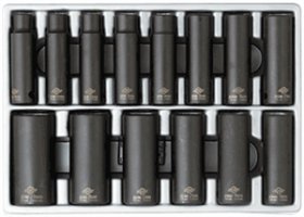 Sunex 2653 14 Pc. 1/2" 6 Point Deep Metric Impact Socket Set