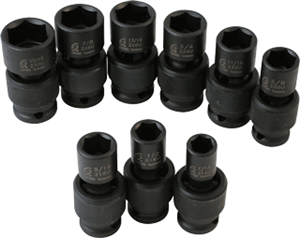 Sunex 2657 9 Pc. 1/2&#34; Universal Standard SAE Impact Socket Set