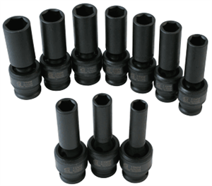 Sunex 2658 10 Pc. 1/2&#34; Deep Universal Metric Impact Socket Set