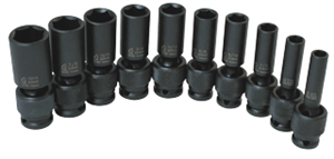 Sunex 2659 10 Pc. 1/2&#34; Universal Deep SAE Impact Socket Set