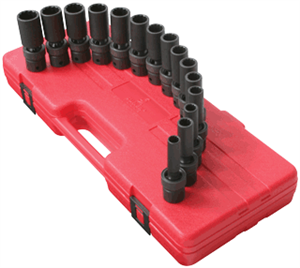 Sunex 2662 15 Pc. 1/2&#34; 12 Point Deep Universal Metric Impact Socket Set