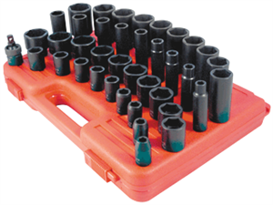 Sunex 2668 39 Pc. 1/2&#34; 6 Point Standard/Deep SAE Impact Socket Set