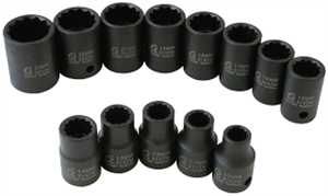 Sunex 2679 13 Pc. 1/2&#34; 12 Point Standard Metric Impact Socket Set