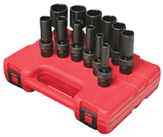 Sunex 3677 12 Pc. 3/8" Deep Universal SAE Impact Socket Set