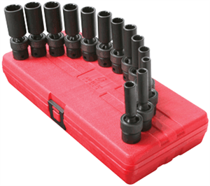 Sunex 3678 13 Pc. 3/8&#34; Deep Universal Metric Impact Socket Set