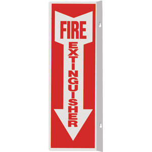 &#34;FIRE EXTINGUISHER&#34; Arrow 90&#176; Angle, Rigid Plastic Sign