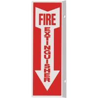 "FIRE EXTINGUISHER" Arrow 90° Angle, Rigid Plastic Sign