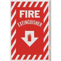 "FIRE EXTINGUISHER" Arrow 90° Angle, Rigid Plastic Sign