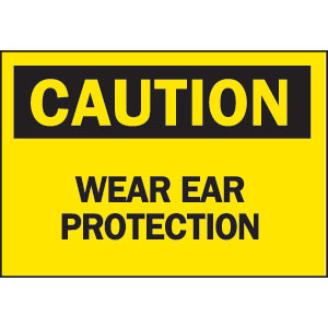 Brady 43054 &#147;Caution: Wear Ear Protection&#148; Sign, 10&#34; x 14&#34;, Aluminum, B-555
