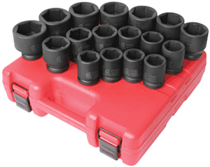 Sunex 4684 17 Pc. 3/4&#34; Heavy Duty Metric Impact Socket Set