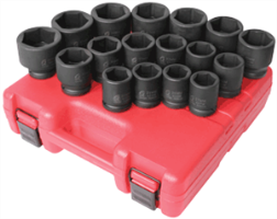 Sunex 4684 17 Pc. 3/4" Heavy Duty Metric Impact Socket Set