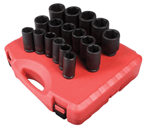 Sunex 4686 17 Pc. 3/4&#34; Metric Deep Impact Socket Set