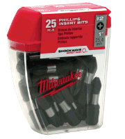 Milwaukee 48-32-4604 Shockwave™L #2 Phillips 1" Insert Bits, 25 Pc.