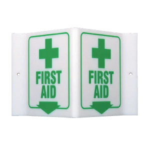 Brady 49373 &#34;First Aid&#34; Sign, 6&#34;H x 9&#34;W x 4&#34;D, Acrylic