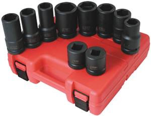 Sunex 5690A 10 Pc. 1&#34; SAE/Metric H.D. Wheel Impact Socket Set 