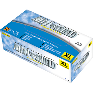 MCR Safety 6020M NitriShield&reg; Nitrile Disposable Gloves,4mil,P,M