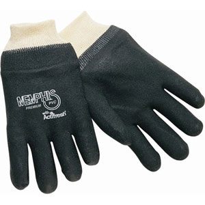 MCR Safety 6212SJ Black PVC, Non-Slip, Jersey Lined Gloves,(Dz.)