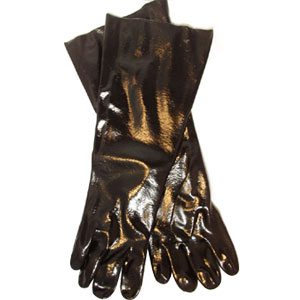 MCR Safety 6218 Single Dipped Black PVC Gloves, 18&#34; Smooth,(Dz.)