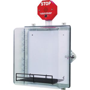 STI 7533L AED Protective Cabinet w/ Stop Sign Alarm/Clear Thumb Lock