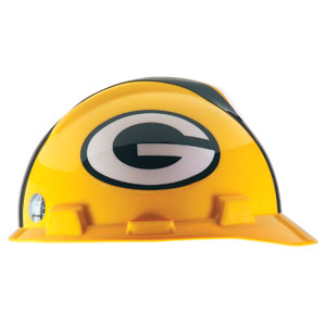 MSA 818395 V-Gard&reg; Hard Hat w/1-Touch&reg;, Green Bay Packers