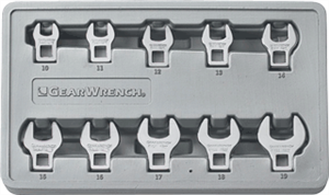 Gearwrench 81909 10 Pc. Crowfoot Non-Ratcheting Wrench Set-METRIC