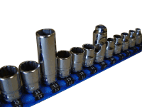 Ernst 8304 18" Universal Socket Rail Organizer w/ 15 socket clips, 3/8" Blue