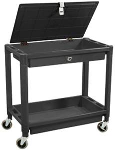 Astro Pneumatic 8334 2 Shelf Plastic Cart w/ Locking Lid, Black Astro Pneumatic 8334 2 Shelf Plastic Cart w/ Locking Lid, Black
